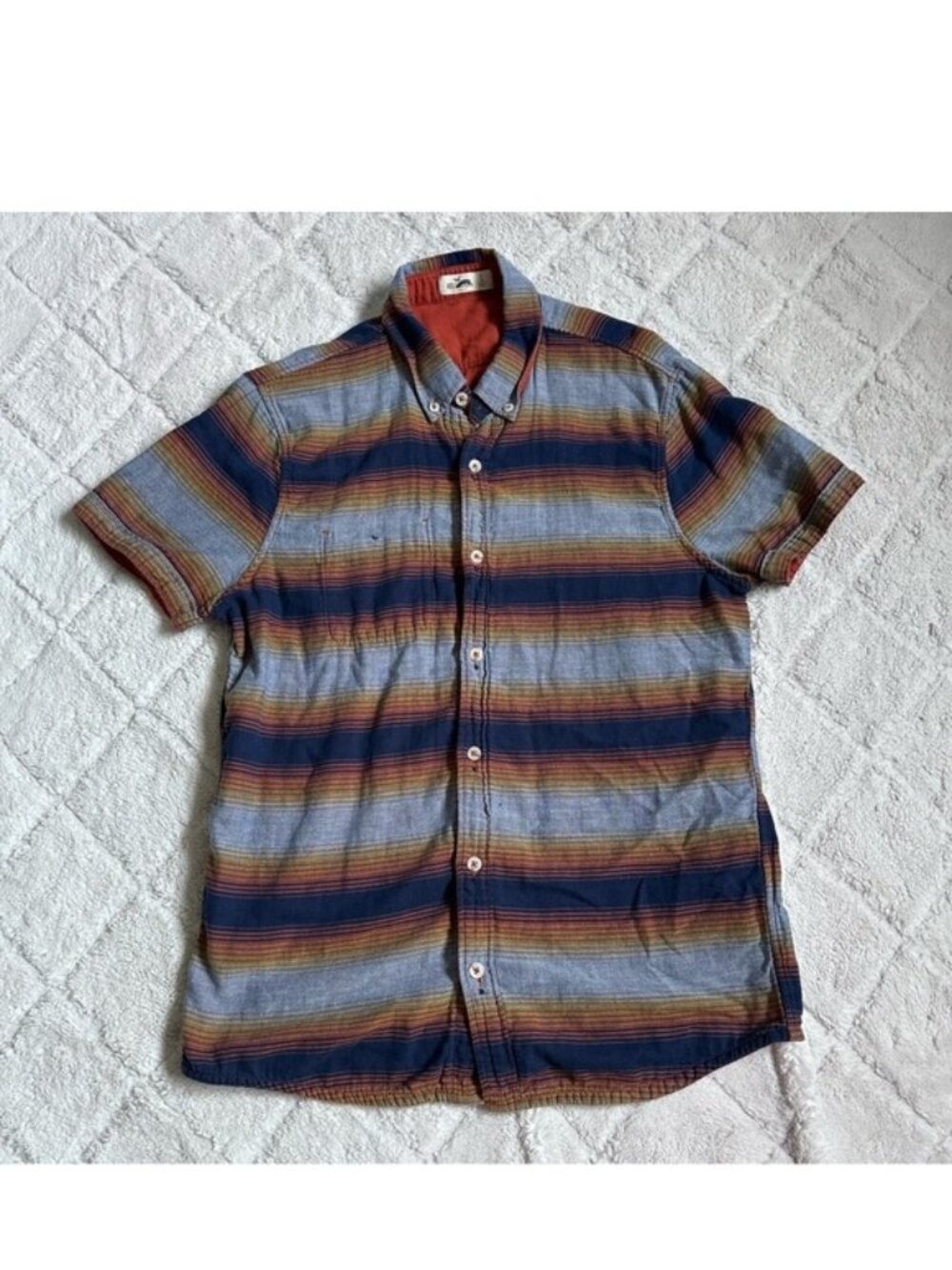 Hollister | Men's Orange Reversible Short Sleeve Button Up Shirt | Size Large